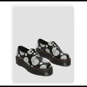 Dr. Martens 1461 BLACK+WHITE POLKA DOT SMOOTH LEATHER PLATFORM OXFORD